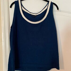 St. John Dark Blue Tank Top with White Trim